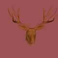 Stylish Deer Head Animal Wall Decor with Red Background for Home Decoration