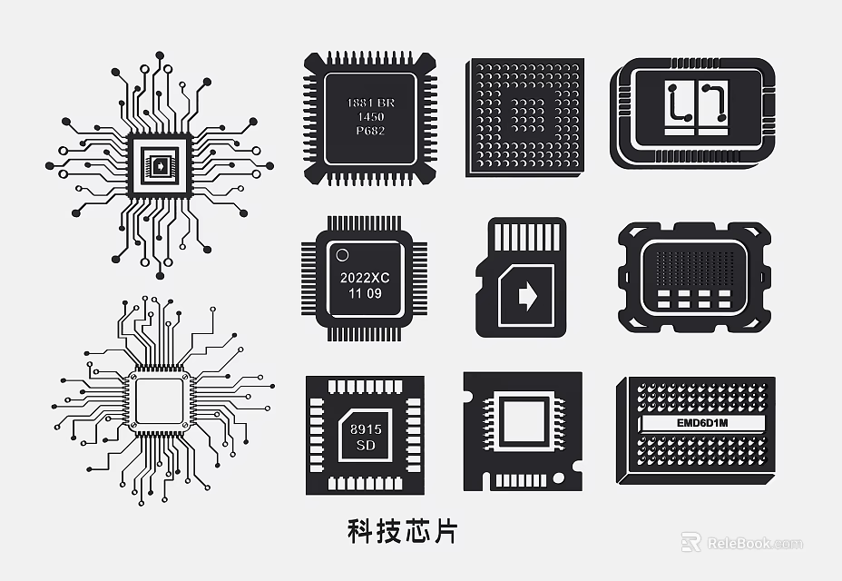 Wall Decor Incorporating Tech Chips And Circuit Elements 3d model 