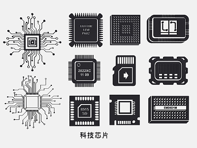 Science and technology elements CPU chip circuit board motherboard wiring diagram 3d model