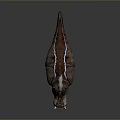 Realistic Brown Reptile Dinosaur Model With White Stripes Sharp Teeth Standing On Glossy Surface