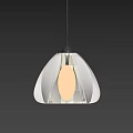 Elegant Modern Pendant Light With Beige Curved Lampshade And Soft Warm Illumination Design 3d model