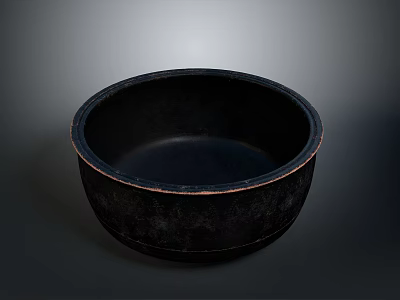 Black Ceramic Bowl With Smooth Surface And Decorative Rim In Minimalist Style 3d model