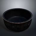 Black Ceramic Bowl With Smooth Surface And Decorative Rim In Minimalist Style