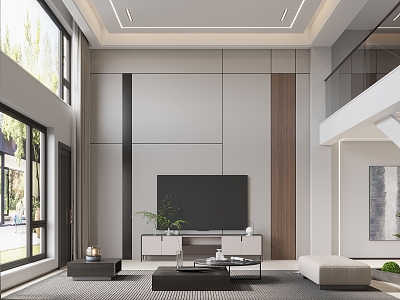 Modern Duplex Living Room Minimalist Living Room 3d model