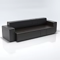 Modern Black Leather Three Seater Sofa Interior Design With Clean Lines 3d model