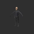 Game and Movie Character 3D Model of Male Bald in Dark Uniform Standing Pose