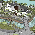 Modern Scenic Industrial Park With Natural Water Features Green Spaces And Walkways