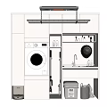Sleek White Built-in Washing Machine in Modern Laundry Room Design with Storage Cabinets and Sink