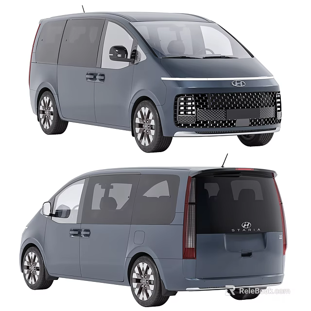 Hyundai Modern Van With Gray Exterior Sleek Design And Side Rear View 3d model 