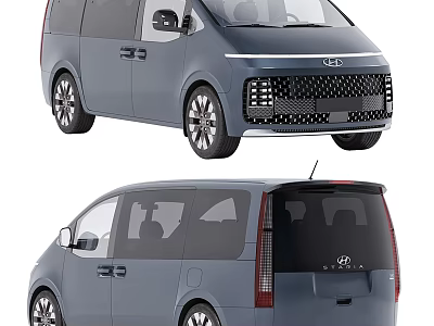 Hyundai Modern Van With Gray Exterior Sleek Design And Side Rear View 3d model