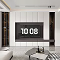 Modern Living Room TV Cabinet With White Gray Shelves TV Display And Decorative Plant