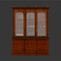Classic Mahogany Bookcase With Glass Doors Display Shelves And Bottom Cabinets