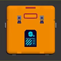 Orange Storage Box With Purple Accents SAIME Brand Latches Handle Icon And Text
