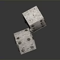 Dice Shaped Daily Life Items Connected by Rope With Holes on Surface Concrete Like Material