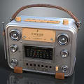 Vintage Retro Radio Speaker With Wooden Handle Metal Body Knobs and FM