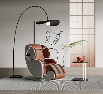 Modern Massage Chair Floor Lamp Glass Brick Side Corner Carpet 3d model