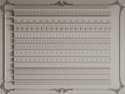 French Plaster Line Gypsum Top Line Ceiling Corner French Line 3d model