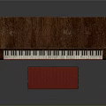 Vintage Brown Wooden Piano With Red Upholstered Stool For Home Living Space