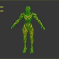 Golden Mechanical Humanoid Game Movie Character With Detailed Armored Design