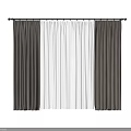 Double Layer Dark Brown Curtains With White Sheer Panels And Black Curtain Rod