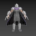 Game And Movie Character In Silver Armor With Purple Cape And Spiked Decorations