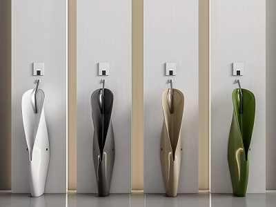Modern Wall Mounted Urinals in White Black Beige and Green for Contemporary Bathroom Design 3d model