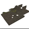 Modern Outdoor Stone Decorative Wall And Slab Floor Design With Green Plants