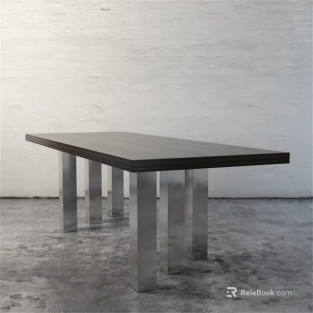 Modern Sofa Coffee Table Set With Dark Top And Silver Metal Legs 3d model