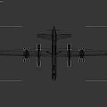 Large Commercial Airplane Top View With Four Engines And Long Wings On Dark Background