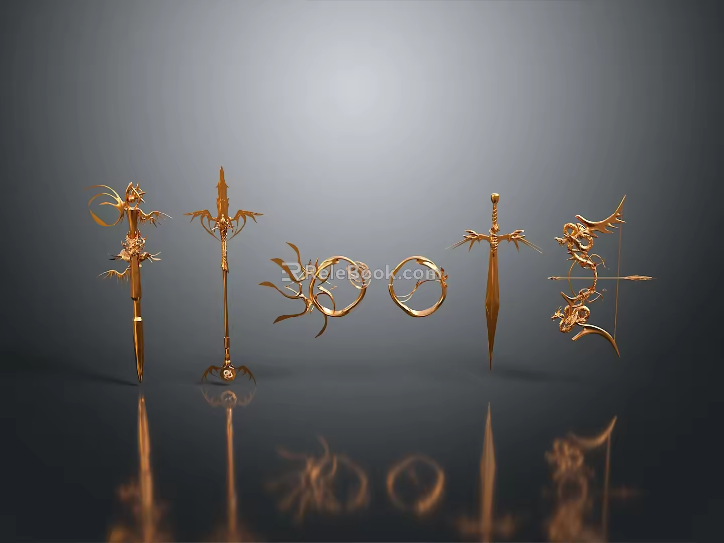 Cold weapons Sword Axe Hook Fork Spear Trident Melee Weapon Military 3d model