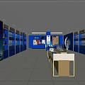 Meng Zhi Lan Liquor Specialty Store with Blue Facade Glass Doors and Display Shelves