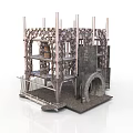Gothic Architectural Model With Intricate Carvings Tall Columns And Arched Structures