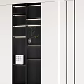 Modern Black And White Display Cabinet With Multiple Shelves And Decorative Lighting