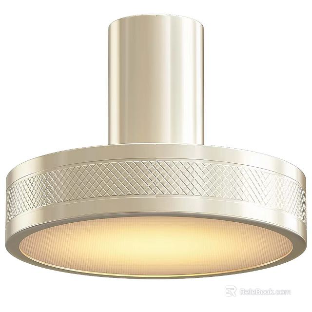 Stylish Silver Pendant Light With Cylindrical Stem Woven Texture Detail And Illuminated Shade 3d model 