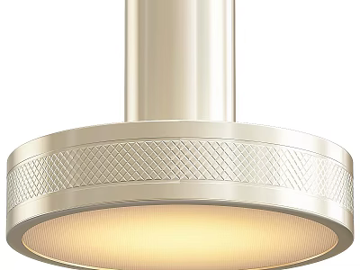 Stylish Silver Pendant Light With Cylindrical Stem Woven Texture Detail And Illuminated Shade 3d model