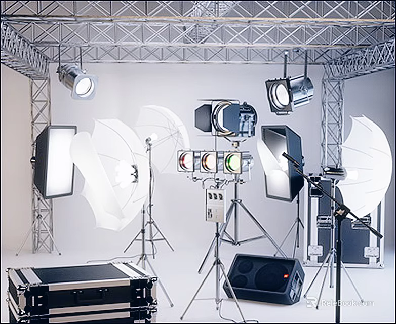 Downlights And Spotlights In Professional Photography Studio Lighting Equipment Setup 3d model 