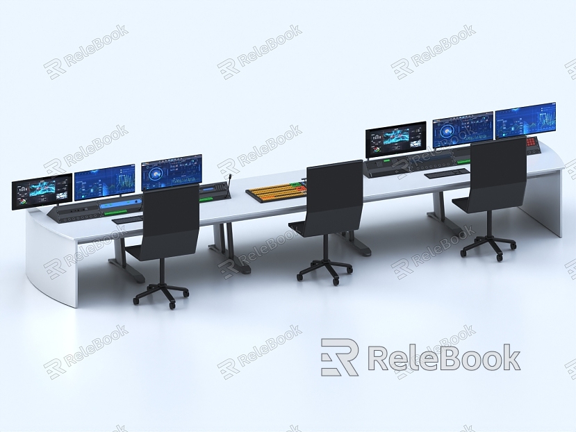 Monitoring room, console, monitoring console, control center, command desk, command center, monitoring and control model