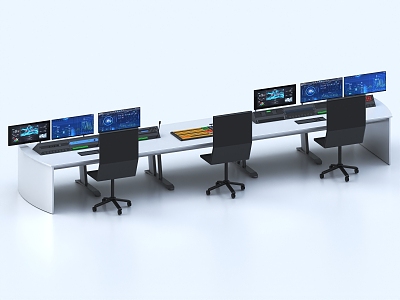 Monitoring room, console, monitoring console, control center, command desk, command center, monitoring and control model