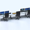 Monitoring room, console, monitoring console, control center, command desk, command center, monitoring and control 3d model