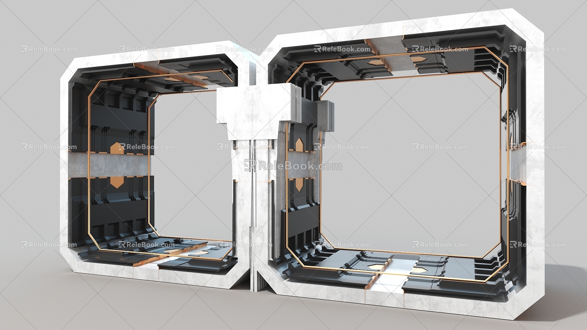 wall channel sci-fi channel cylinder hard surface machinery industrial parts 3d model