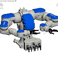 Industrial Robot Equipment With Blue And White Mechanical Arms In Factory Setting