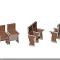 Modern Public Chairs With Brown White Wooden Frames And Woven Seat Details