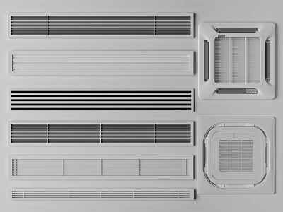 Various Air Conditioner Vent Grille Types With Different Slat And Panel Styles 3d model