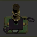 Vintage Brass Microscope With Tall Barrel Green Base And Reflective Mirror