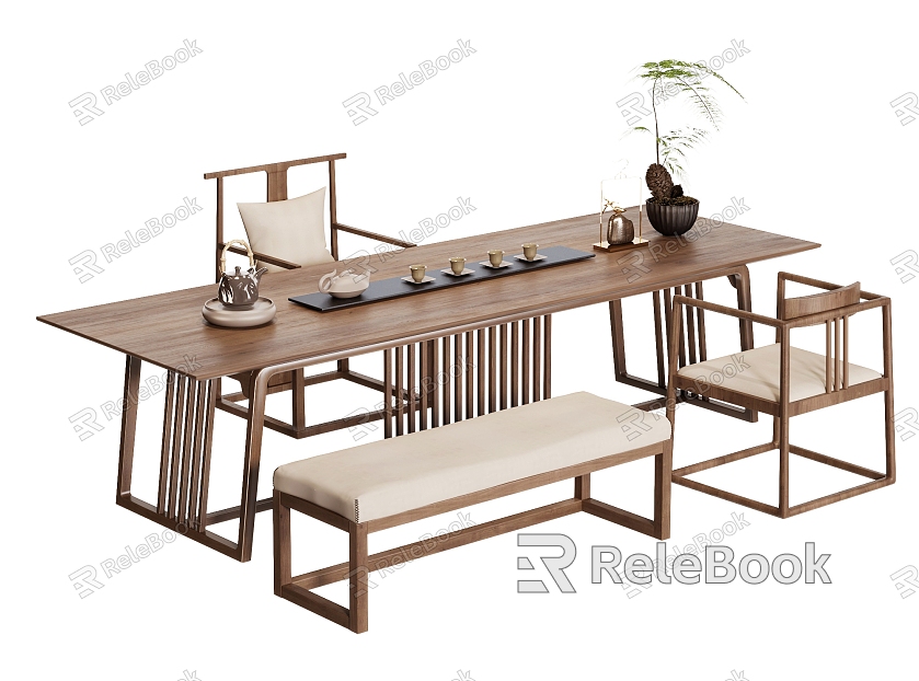 Tea table and chair combination model