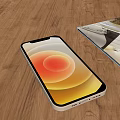Smartphone With Orange Screen And Tablet Showing Home Interior On Wooden Table
