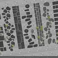 Stepping Stones Design In Garden Courtyard With Irregular Stone Arrangement Slate Pathways And Green Plants