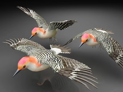 flying bird woodpecker animal 3d model