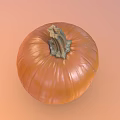 Fresh Orange Round Pumpkin With Green Stem For Healthy Cooking Recipes