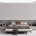 Modern Double Bed Large Backrest Double Bed 3d model